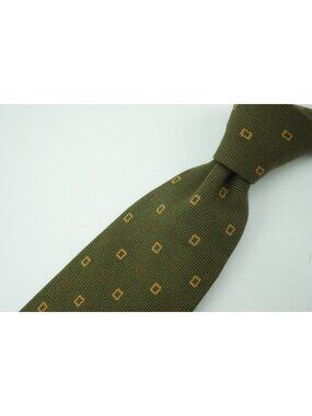 Mariano Rubinacci LH Emerald Green Gold Geometric Wool Tie BRAND NEW